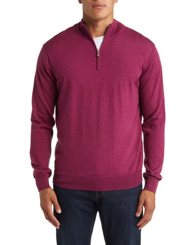 Peter Millar Autumn Crest Quarter Zip Sweater - Red