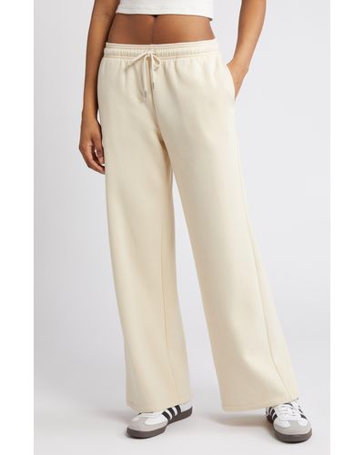 BP. Wide Leg Fleece Pants - Natural