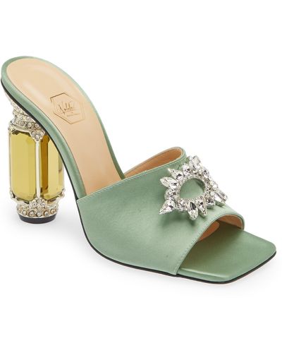 Nalebe Aurum Crystal Embellished Sandal - Green