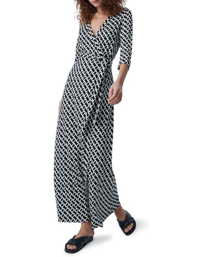 Diane von Furstenberg Abigail Chain Print Silk Wrap Maxi Dress - Multicolor