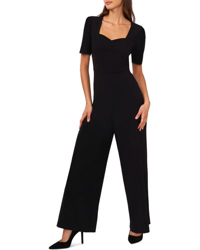 Halogen® Halogen(r) Sweetheart Neck Wide Leg Jumpsuit - Black