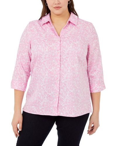 Foxcroft Lucie Pink Panther Cotton Button-up Shirt