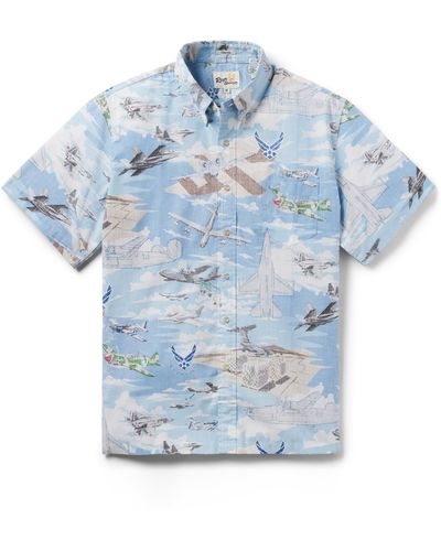Reyn Spooner Air Force Classic Fit Short Sleeve Button-down Shirt - Blue