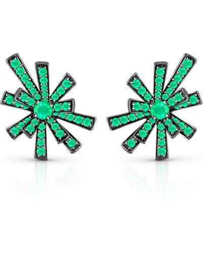 Hueb Emerald Starburst Stud Earrings - Green