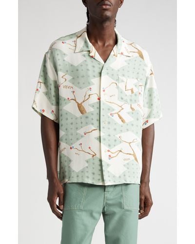 Visvim Crosby Short Sleeve Silk Camp Shirt - Green