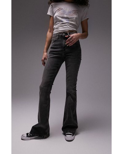 TOPSHOP Jamie Flare Stretch Denim Jeans - Gray
