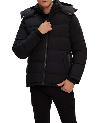Noize River Hooded Puffer Jacket - Black