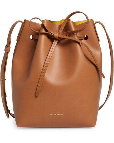 Mansur Gavriel Mini Bucket Apple Faux Leather Bag - Brown