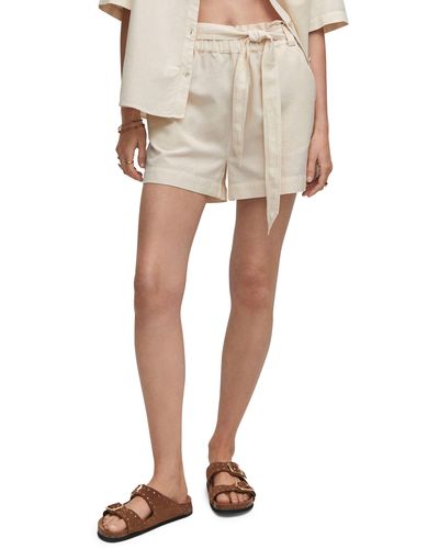 Mango Cotton & Linen Paperbag Shorts - Natural