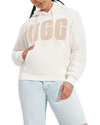 UGG ® Rey ®fluff Logo Hoodie Fleece/recycled Materials - White