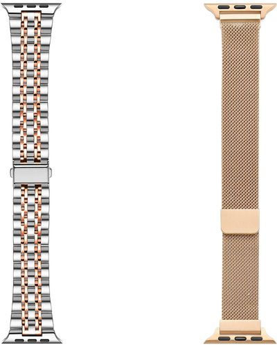 The Posh Tech Assorted 2-pack Stainless Steel Apple Watch Watchbands - White