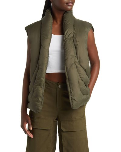 BY.DYLN By. Dyln Theo Wavy Quilted Puffer Vest - Green