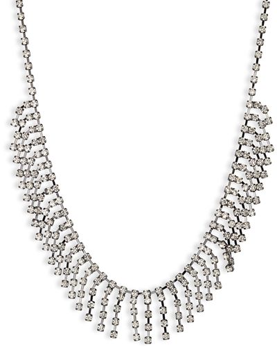 Open Edit Rhinestone Fringe Collar Necklace - Metallic
