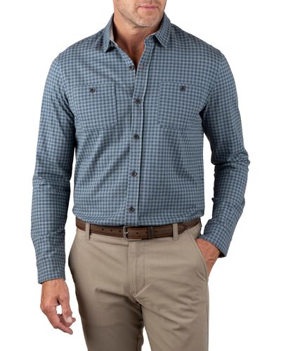 Tailor Vintage Stretch Jersey Button-up Shirt - Blue