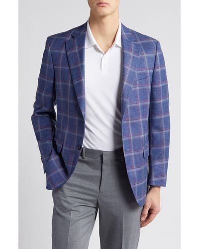 Peter Millar Tailored Fit Plaid Wool - Blue