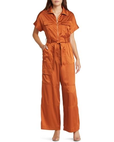 Hutch Kerrigan Satin Utility Jumpsuit - Orange