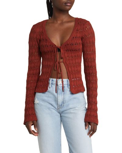 TOPSHOP Pointelle Cardigan - Red