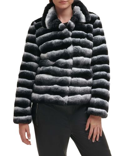 Karl Lagerfeld Chinchilla Faux Fur Jacket - Black