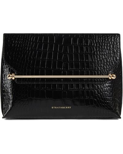 Strathberry Multrees Leather Chain Wallet - Black