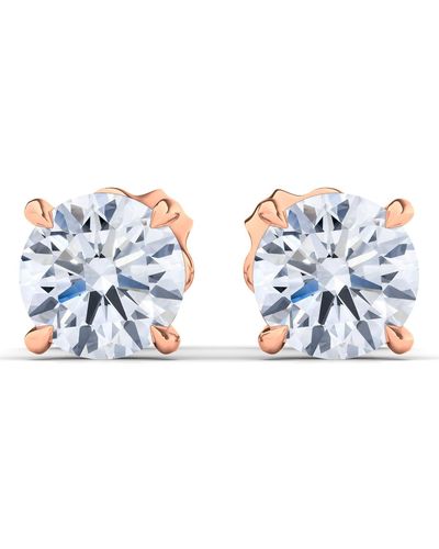 HauteCarat Round Lab Created Diamond Stud Earrings - Blue