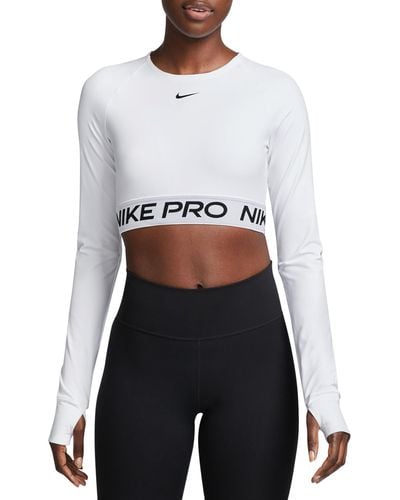 Nike Pro 365 Dri-fit Long Sleeve Crop Top - White