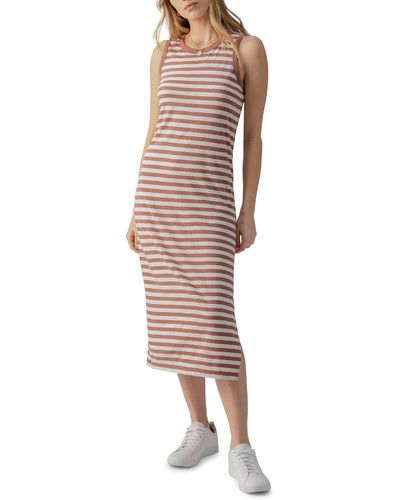 Sanctuary Stripe Sleeveless Tiered Organic Cotton Blend Maxi Dress - Natural