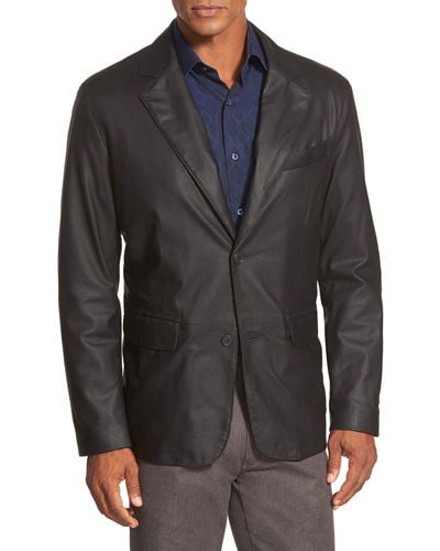 Remy Leather 'lite' Button Blazer - Black