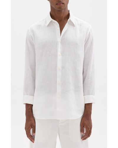 Theory Irving Solid Linen Button-up Shirt - White