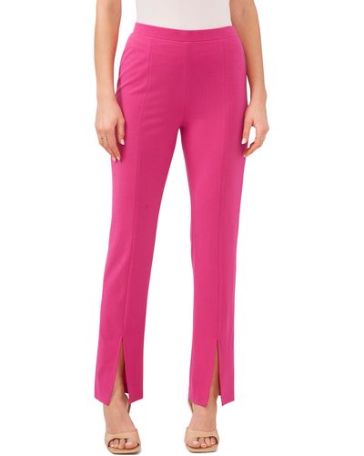 1.STATE Front Slit Stretch Crepe Pants - Pink