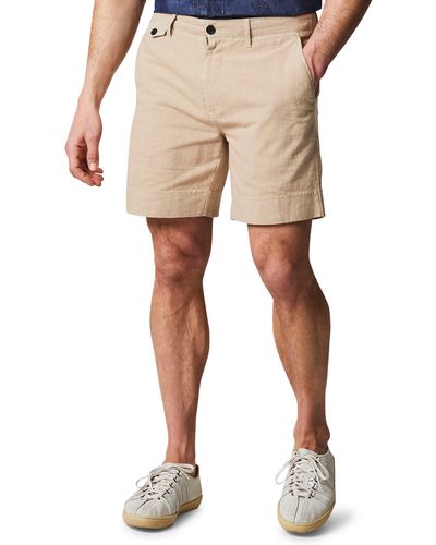 Billy Reid Flat Front Textured Cotton Shorts - Natural