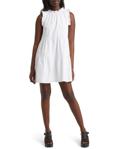 BP. Ruffle Tiered Cotton Babydoll Dress - White