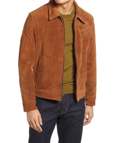 Schott Nyc Rough Out Suede Jacket - Brown