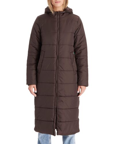 Modern Eternity 3-in-1 Long Quilted Waterproof Maternity Puffer Coat - Brown
