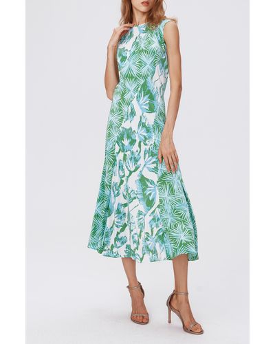 Diane von Furstenberg Sunniva Mixed Print Midi Dress - Green