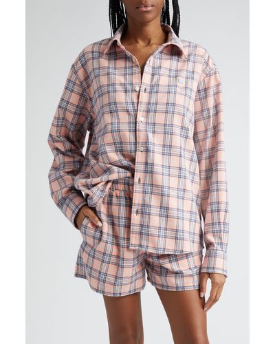 Acne Studios Plaid Organic Cotton Flannel Button-up Shirt - Pink