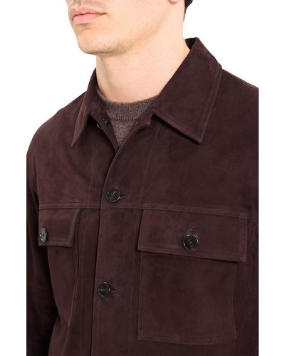 Theory Closson Lambskin Suede Shirt Jacket - Purple