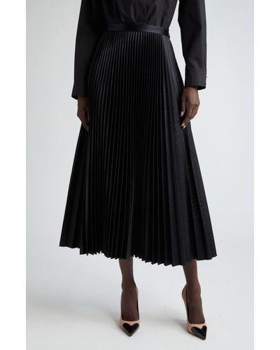 Alaïa Croc Embossed Pleated Faux Leather Midi Skirt - Black