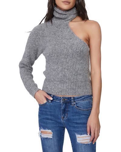 Bardot Kali One-shoulder Turtleneck Sweater - Blue