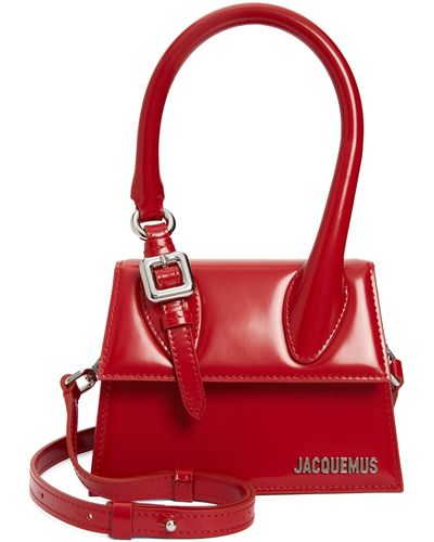 Jacquemus Le Chiquito Moyen Buckle Leather Top Handle Bag - Red