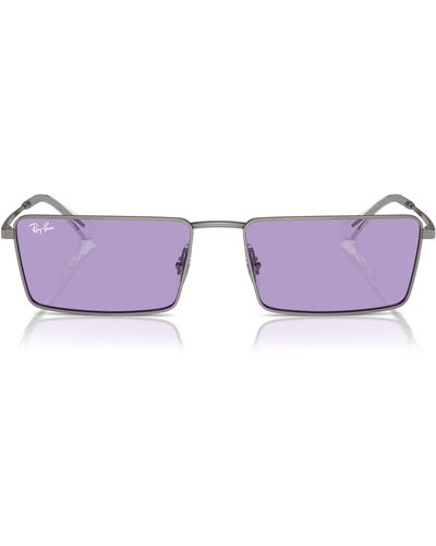 Ray-Ban Emy 59mm Tinted Rectangular Sunglasses - White