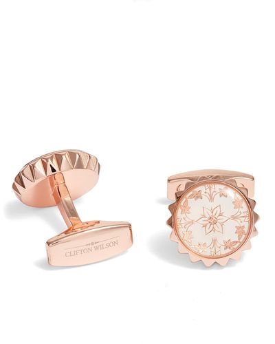 CLIFTON WILSON Floral Cuff Links - Pink
