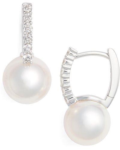 Mikimoto Diamond & Akoya Cultured Pearl Earrings - White