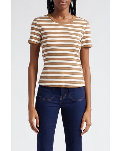 Veronica Beard Viori Stripe Wool Blend Mock Neck Sweater