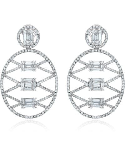 Mindi Mond Clarity Lattice Medallion Diamond Drop Earrings - White