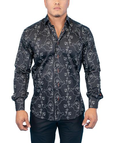 Maceoo Fibonacci Retro Look Contemporary Fit Button-up Shirt At Nordstrom - Black