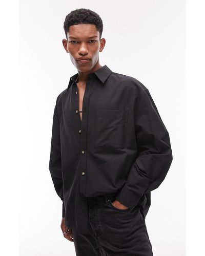 TOPMAN Oversize Button-up Shirt - Black
