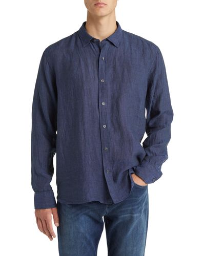 34 Heritage Linen Chambray Button-up Shirt - Blue