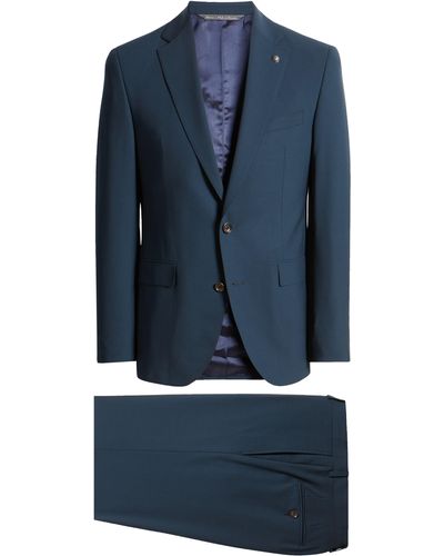 Jack Victor Esprit Solid Stretch Wool Suit - Blue
