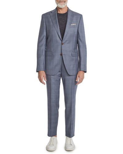 Jack Victor Esprit Contemporary Fit Plaid Wool Suit - Blue
