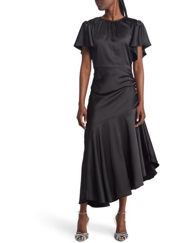 Chelsea28 Flutter Sleeve Asymmetric Hem Dress - Black
